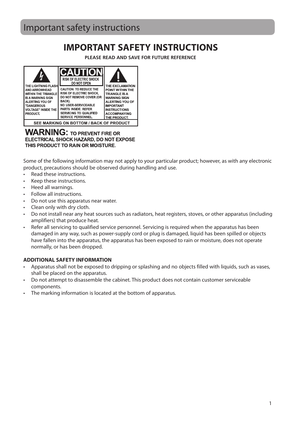 Important safety instructions | RCA VR5340 User Manual | Page 2 / 24
