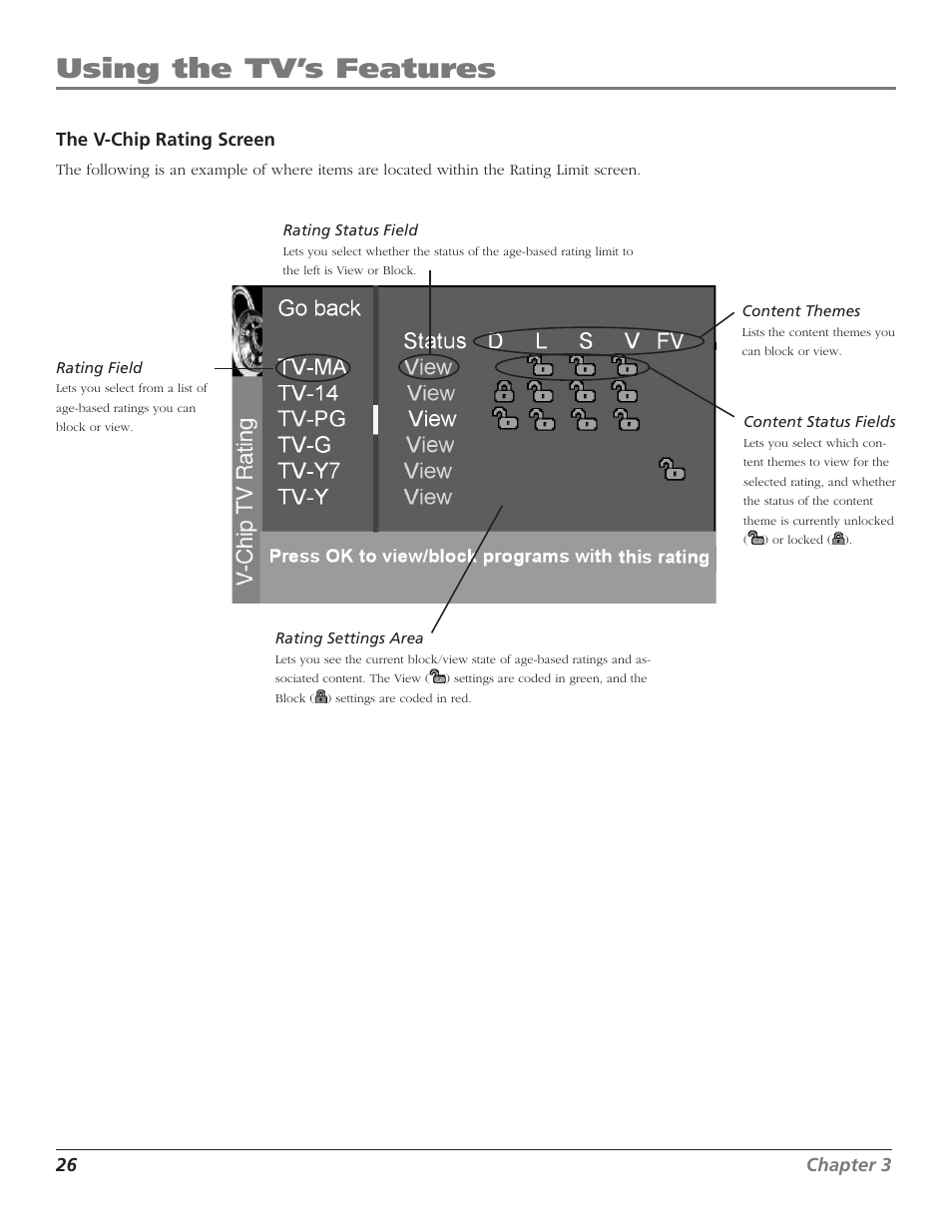 Using the tv’s features | RCA D30W750T User Manual | Page 28 / 48