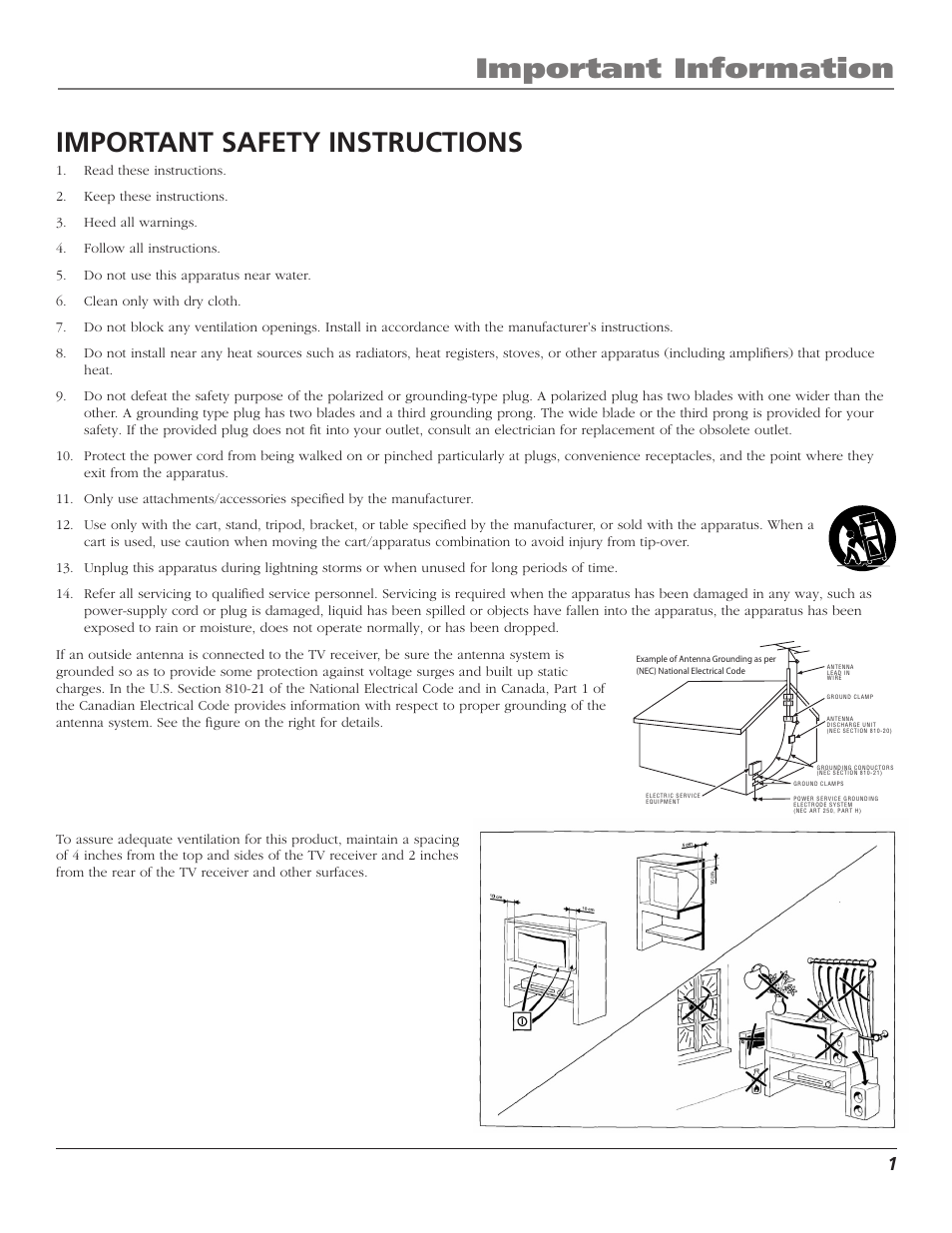 Important safety instructions | RCA D30W750T User Manual | Page 3 / 48