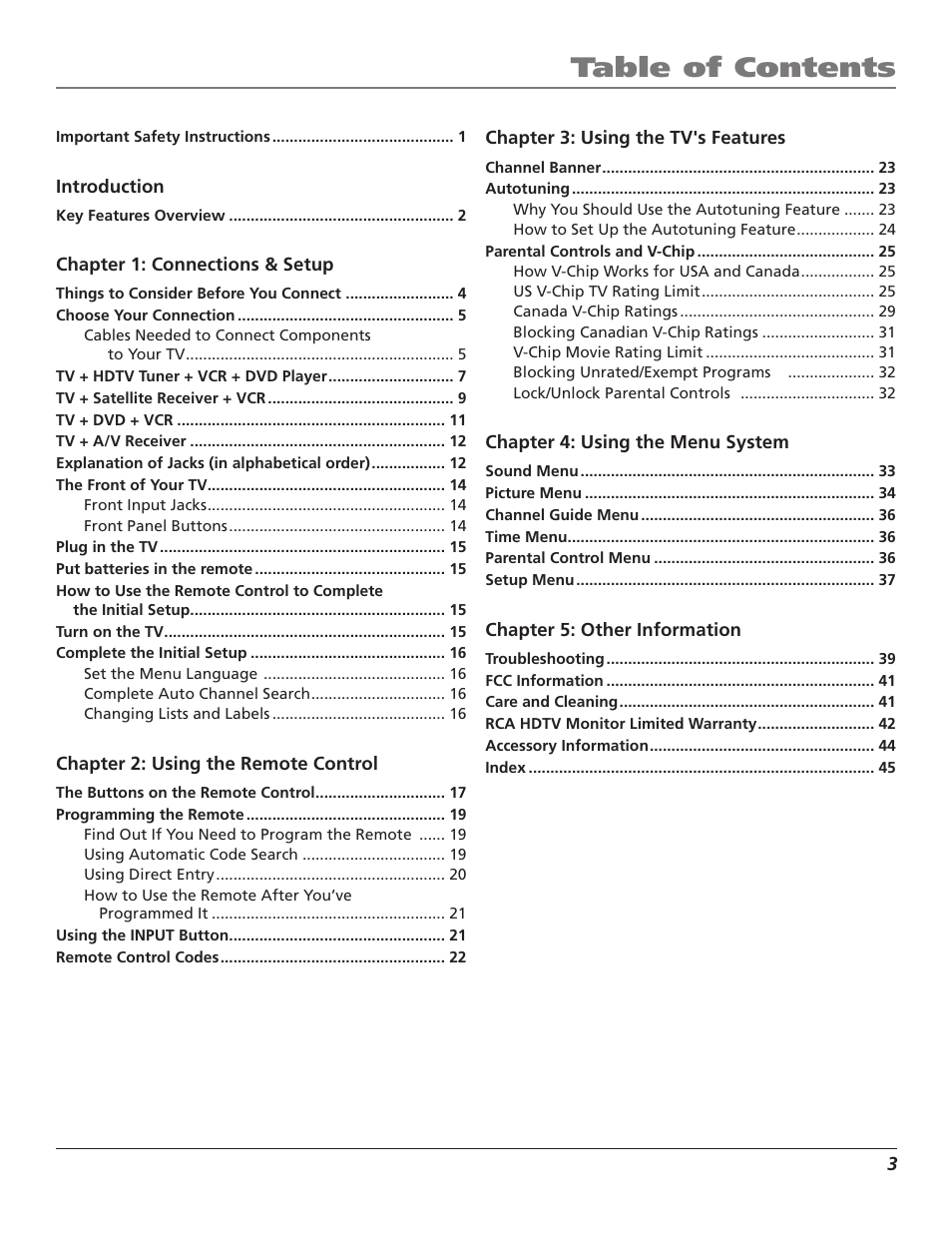 RCA D30W750T User Manual | Page 5 / 48