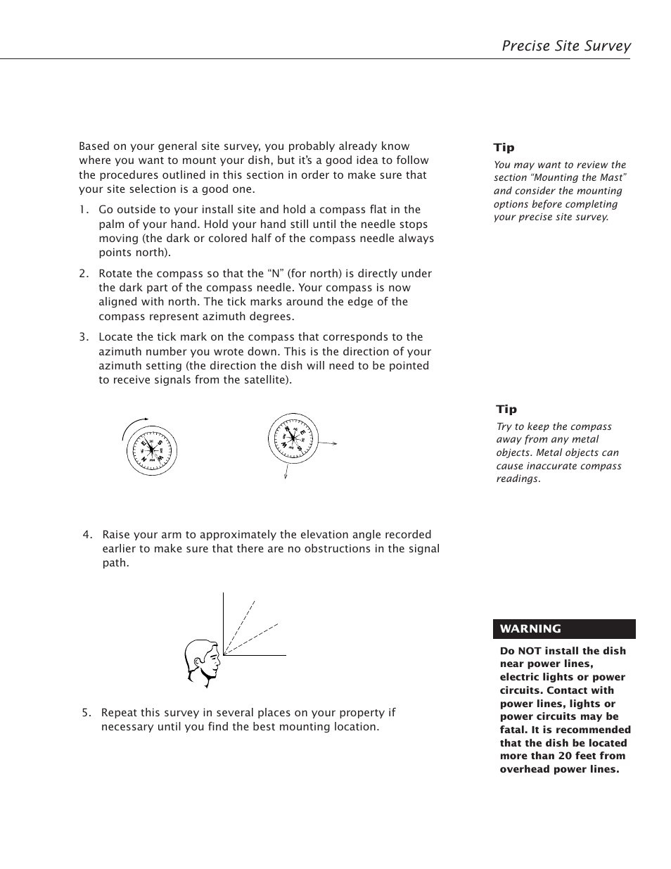 Precise site survey, Preparing for installation 9 | RCA Satellite TV Antenna User Manual | Page 13 / 48