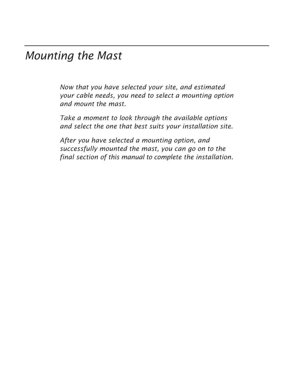 Mounting the mast | RCA Satellite TV Antenna User Manual | Page 19 / 48