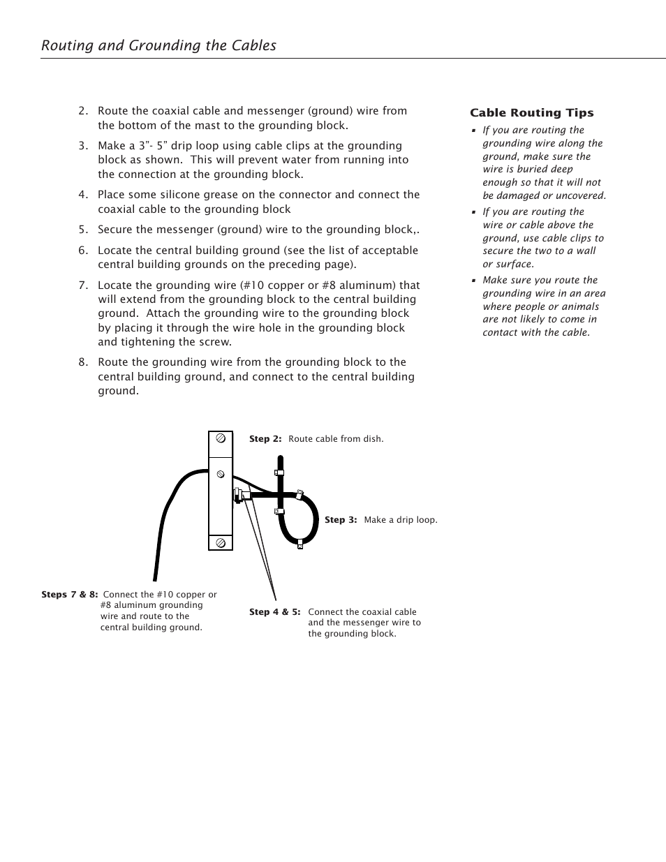 Routing and grounding the cables | RCA Satellite TV Antenna User Manual | Page 36 / 48