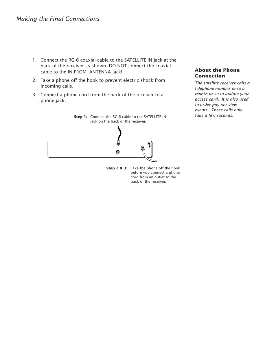 Making the final connections | RCA Satellite TV Antenna User Manual | Page 38 / 48