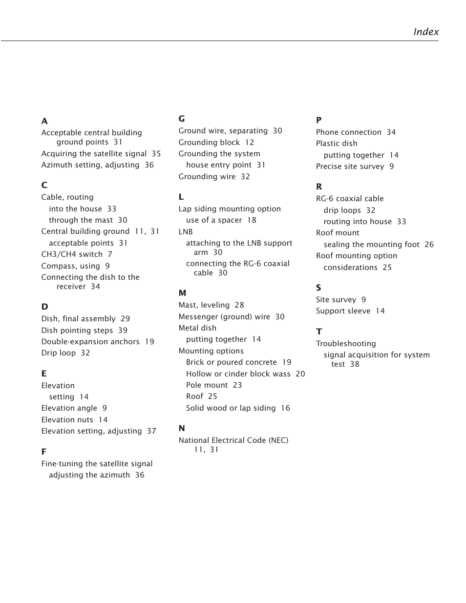 Index | RCA Satellite TV Antenna User Manual | Page 45 / 48