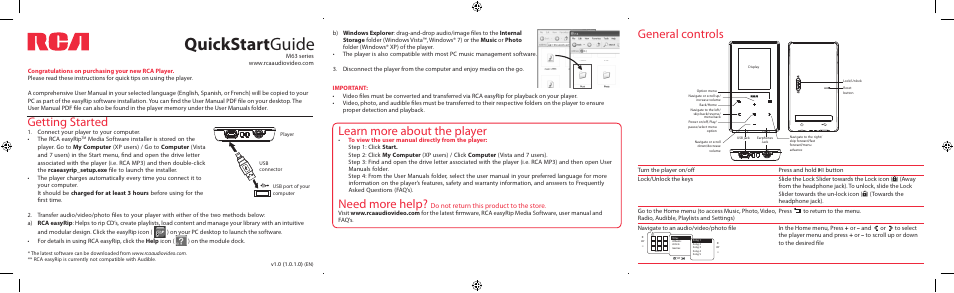 RCA M63 Series User Manual | 2 pages