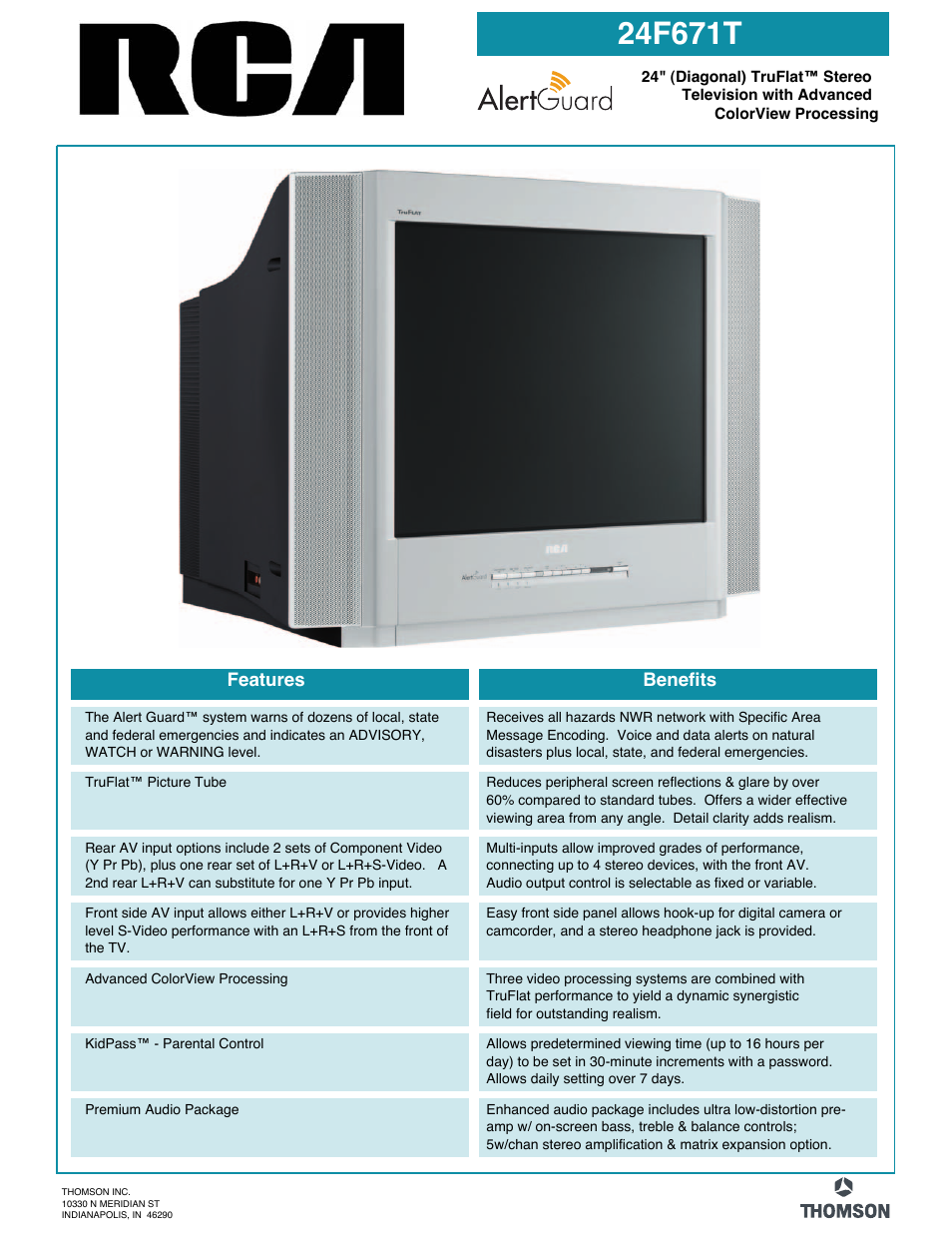RCA TruFlat 24F671T User Manual | 2 pages