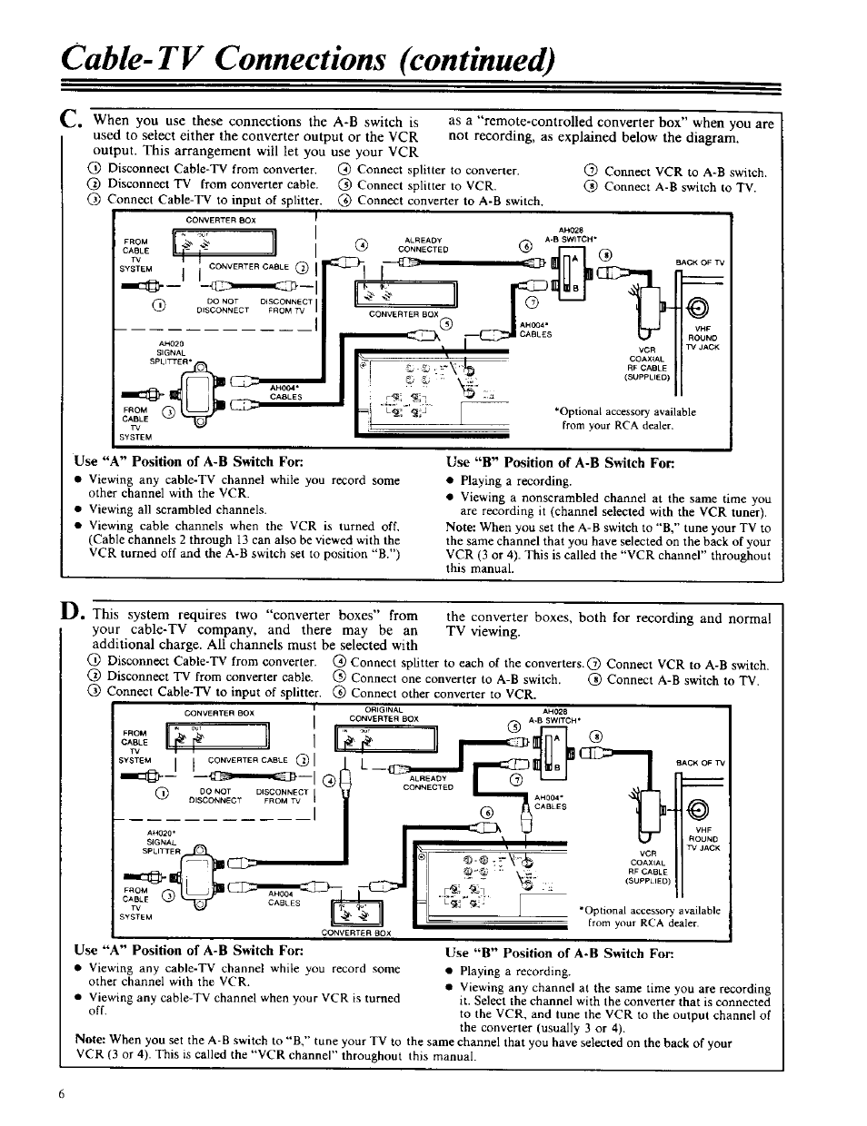 Cable-tv connections (continued) | RCA VPT 385 User Manual | Page 8 / 32