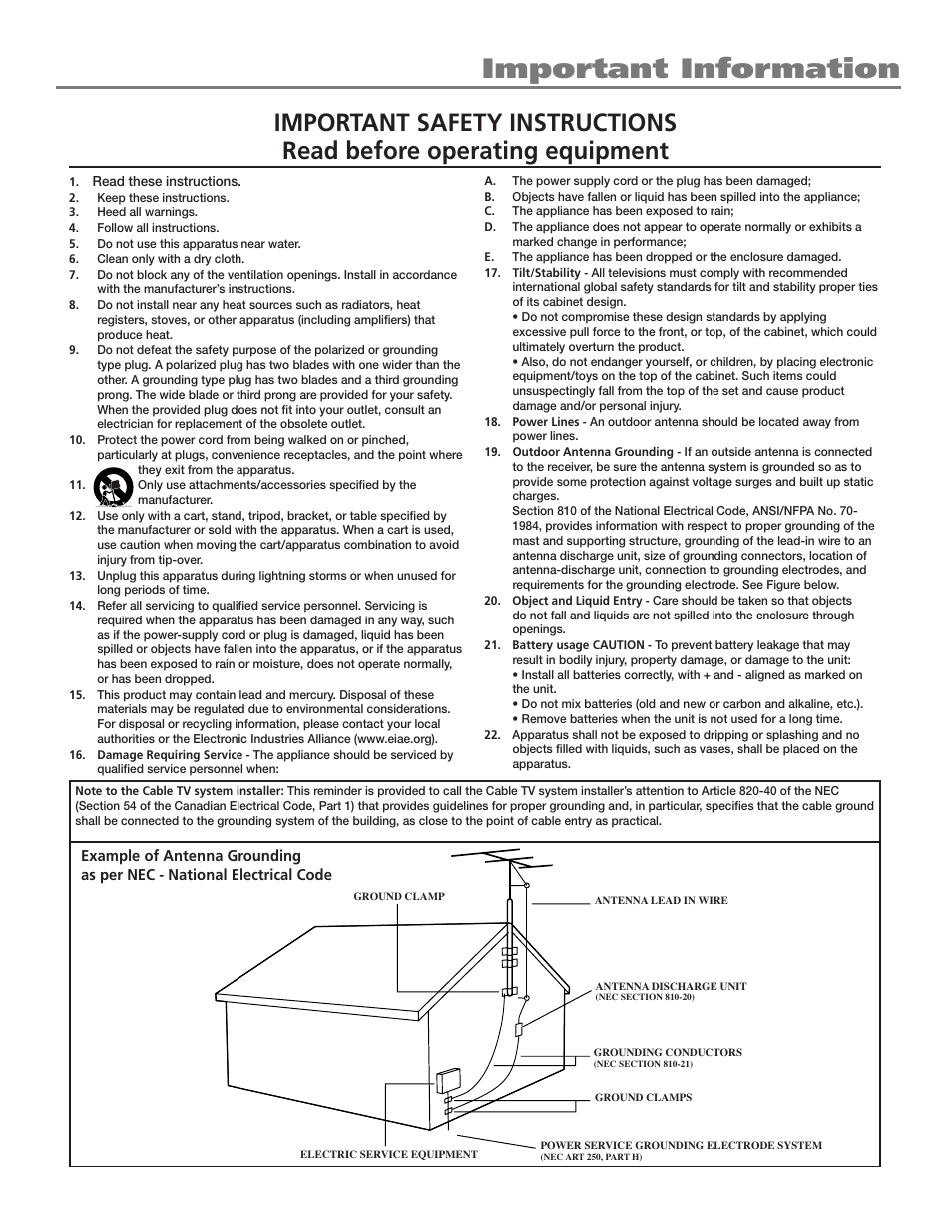 Important information | RCA 32V524T User Manual | Page 3 / 48