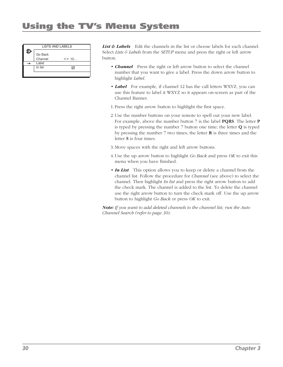 Using the tv’s menu system | RCA 32V524T User Manual | Page 32 / 48