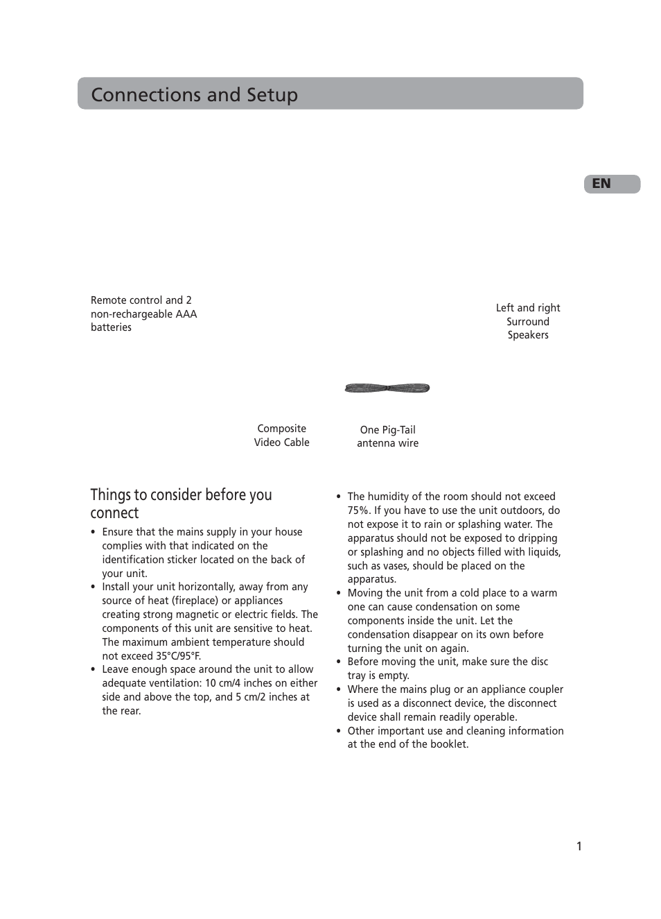 Connections and setup, Things to consider before you connect | RCA RTD217 User Manual | Page 5 / 33