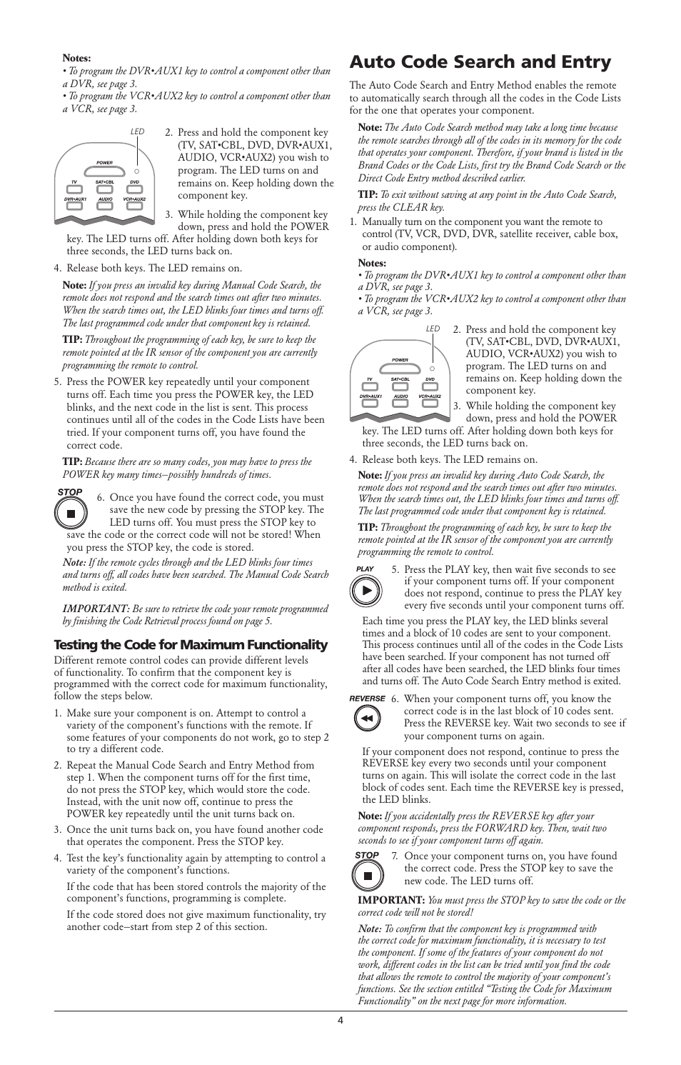 Auto code search and entry, Testing the code for maximum functionality | RCA RCR6373 User Manual | Page 4 / 6