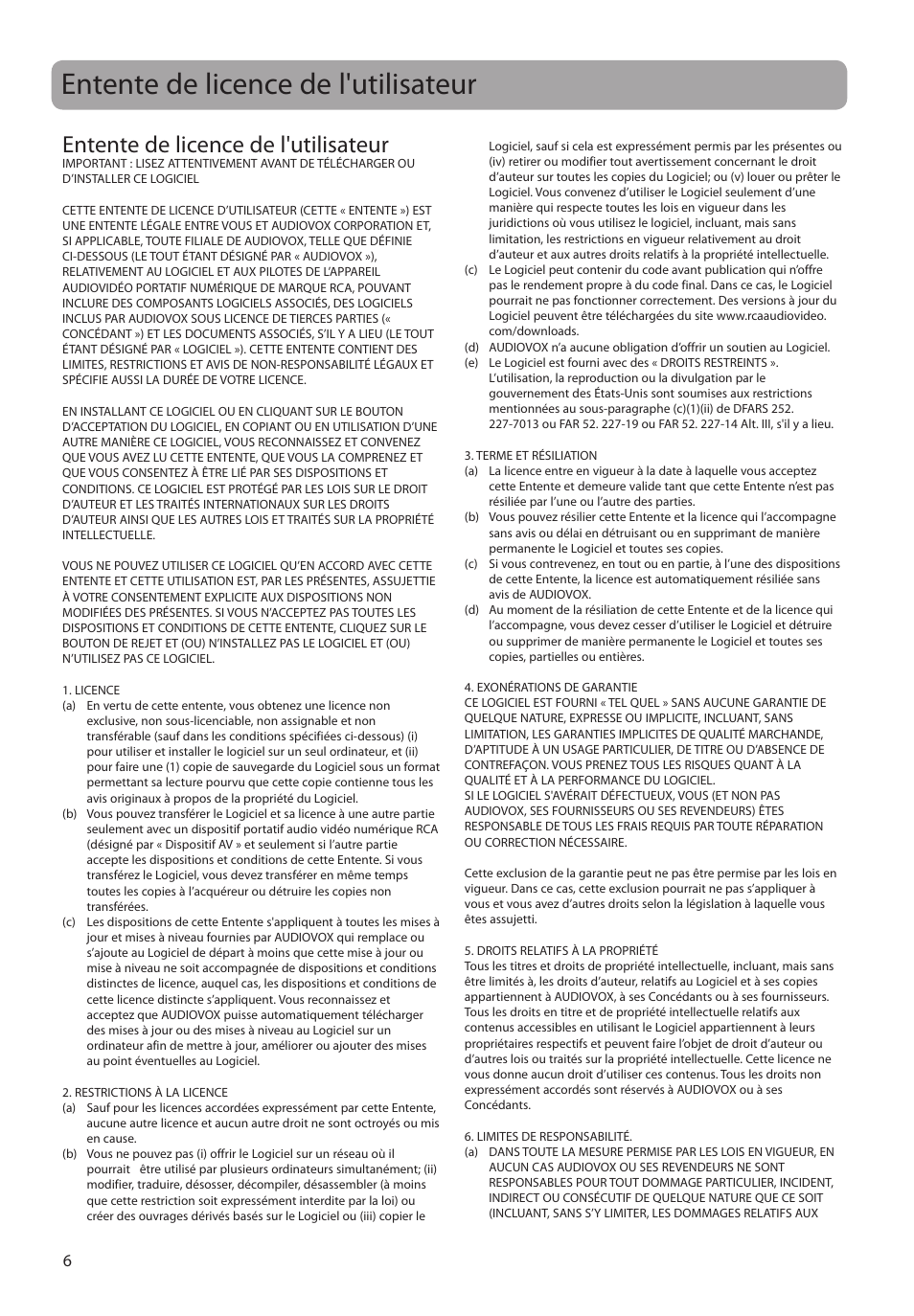 Entente de licence de l'utilisateur | RCA SC2104  EU User Manual | Page 64 / 87