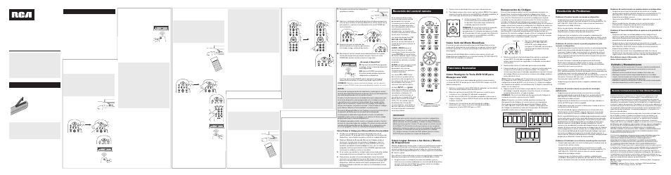 Cuidado y mantenimiento, Recuperación de códigos, Cómo salir del modo menú/guía | RCA RCR3273N User Manual | Page 4 / 4