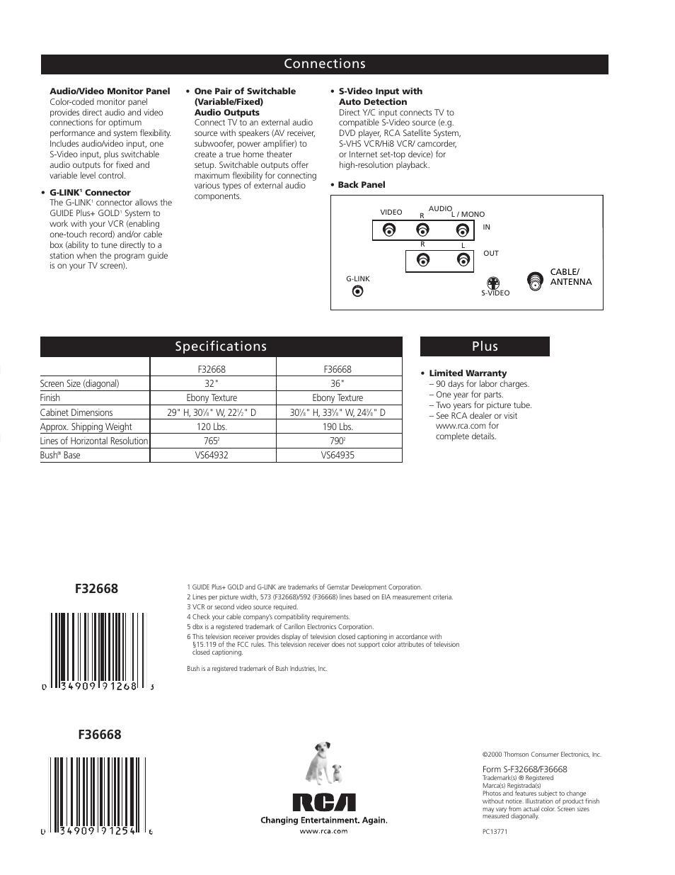 Te levi s io n | RCA F36668 User Manual | Page 4 / 4