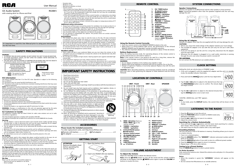 RCA RS3081iH User Manual | 6 pages