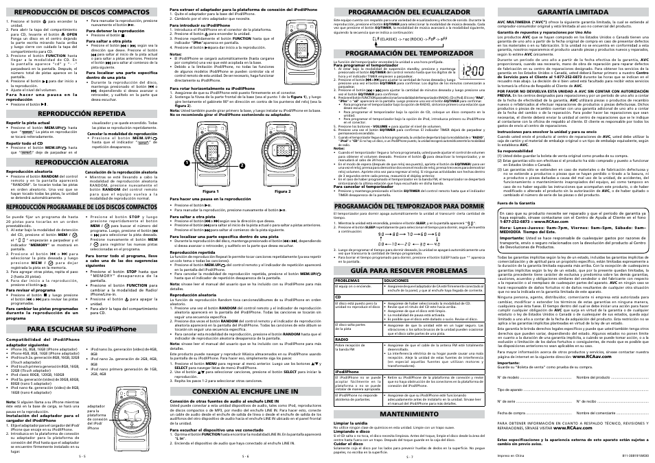 Guía para resolver problemas, Mantenimiento, Reproducción programable de los discos compactos | RCA RS3081iH User Manual | Page 6 / 6