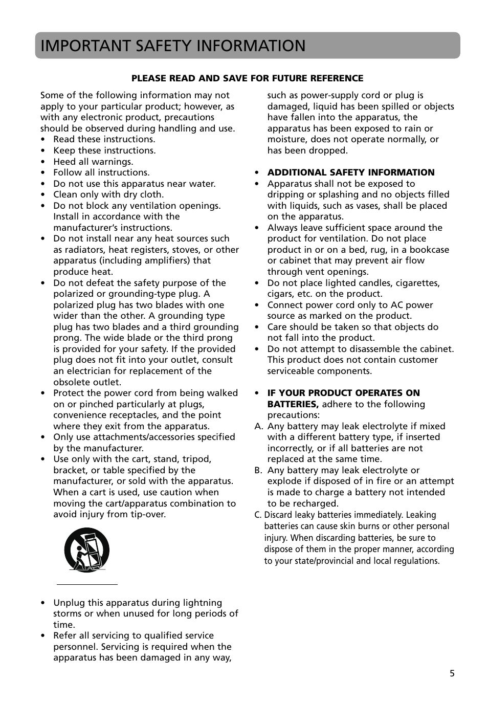 Important safety information | RCA M4008 User Manual | Page 5 / 28