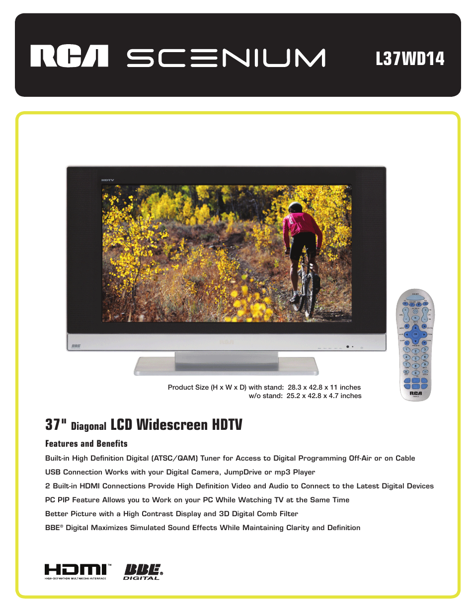 RCA SCENIUM L37WD14 User Manual | 2 pages