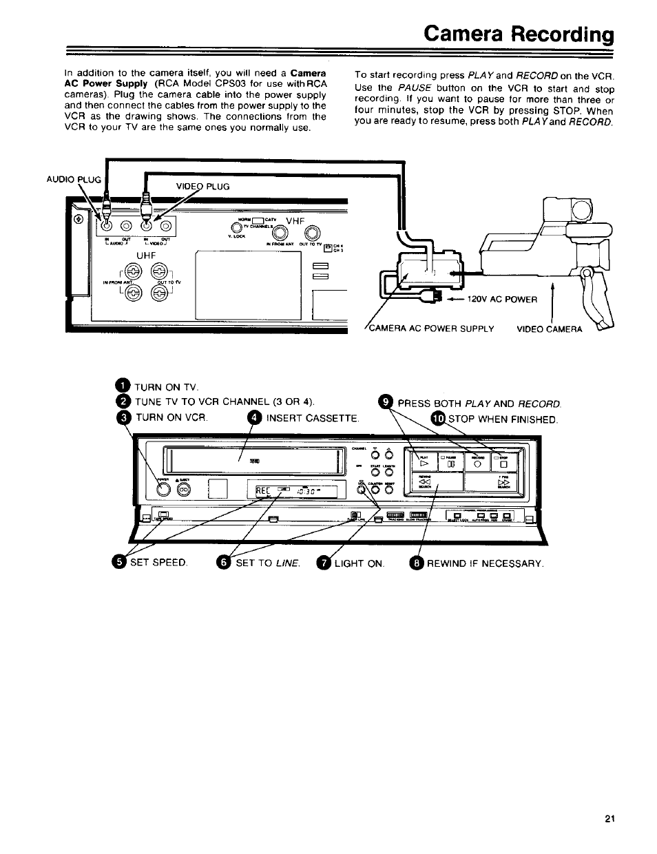 Camera recording | RCA 390 User Manual | Page 23 / 30