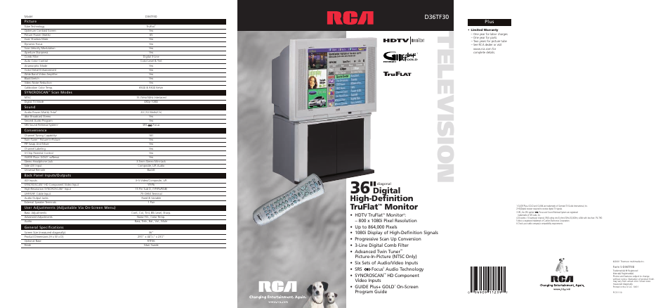 RCA TruFlat D36TF30 User Manual | 6 pages