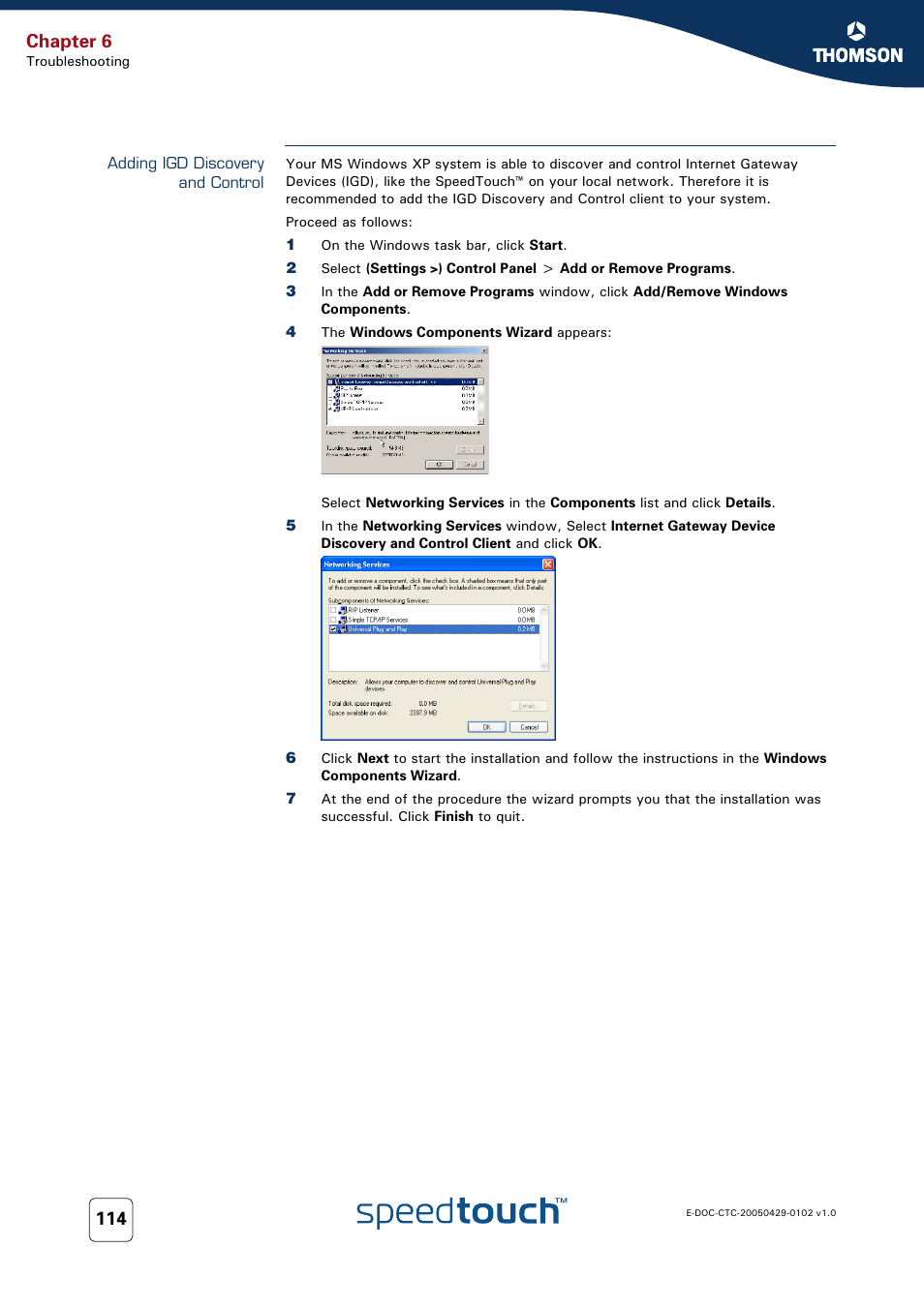 Adding igd discovery and control, Adding igd discovery and, Chapter 6 | RCA TM580 User Manual | Page 122 / 126