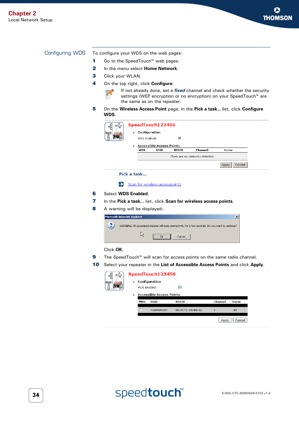 Configuring wds, Chapter 2 | RCA TM580 User Manual | Page 42 / 126