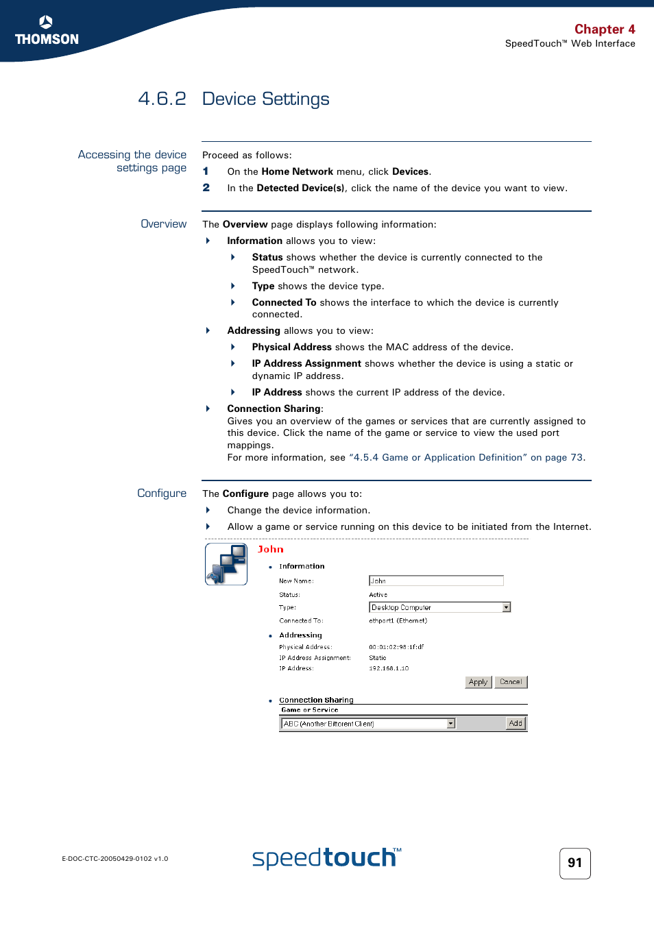 2 device settings, Overview, Configure | Device settings, Chapter 4 | RCA TM580 User Manual | Page 99 / 126