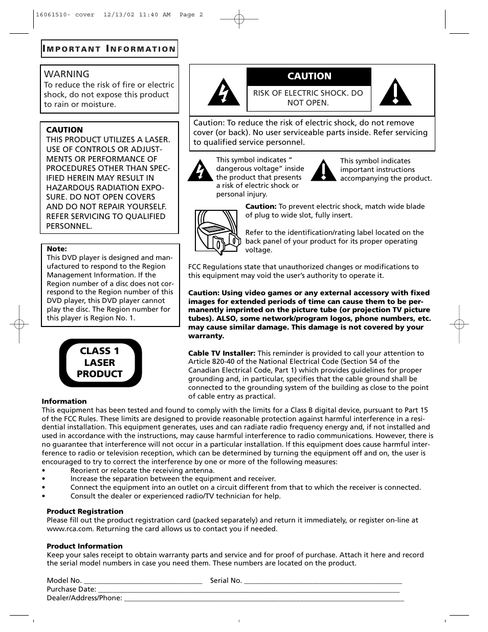 RCA B27TF685 User Manual | Page 2 / 76