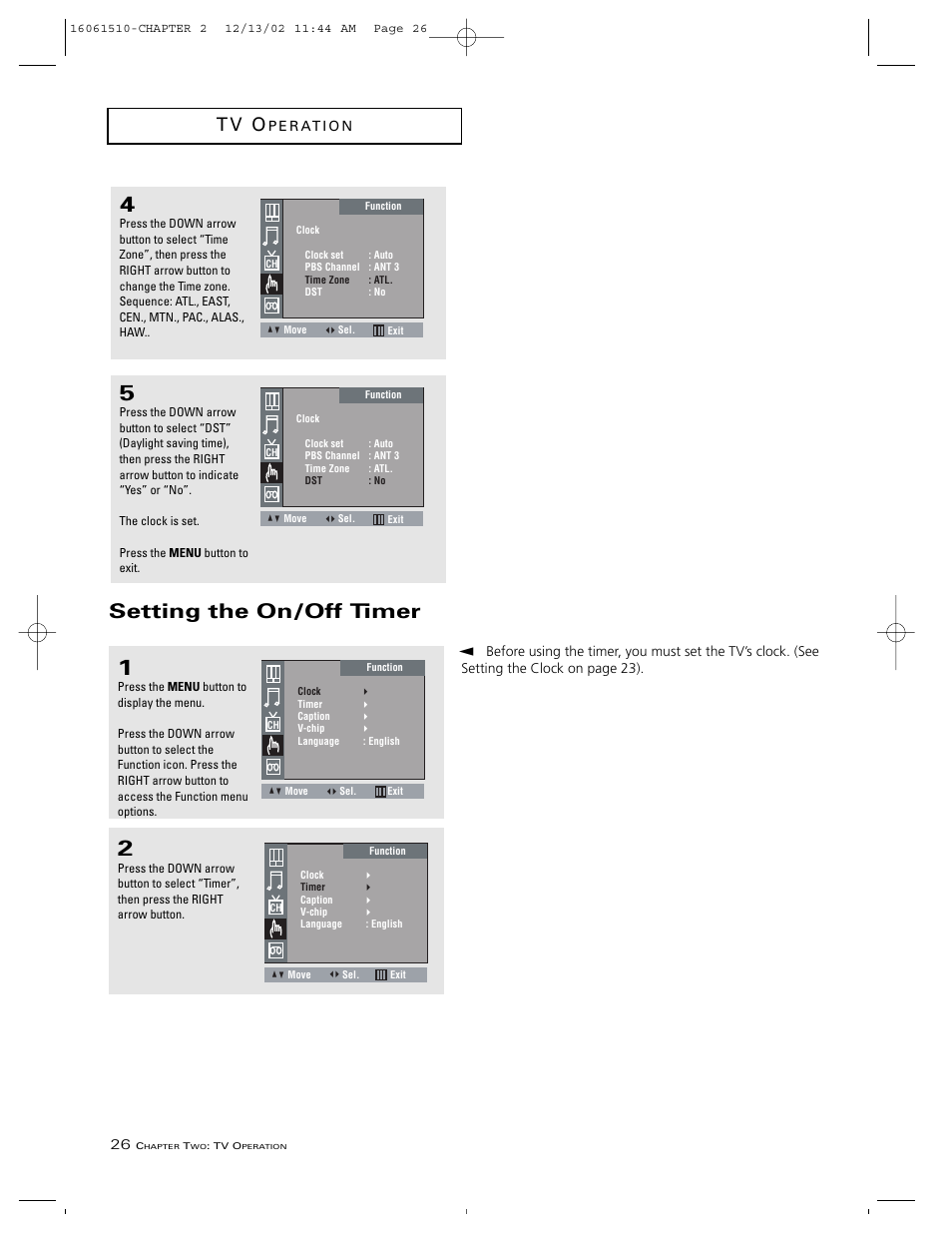 Setting the on/off timer, T v o | RCA B27TF685 User Manual | Page 28 / 76