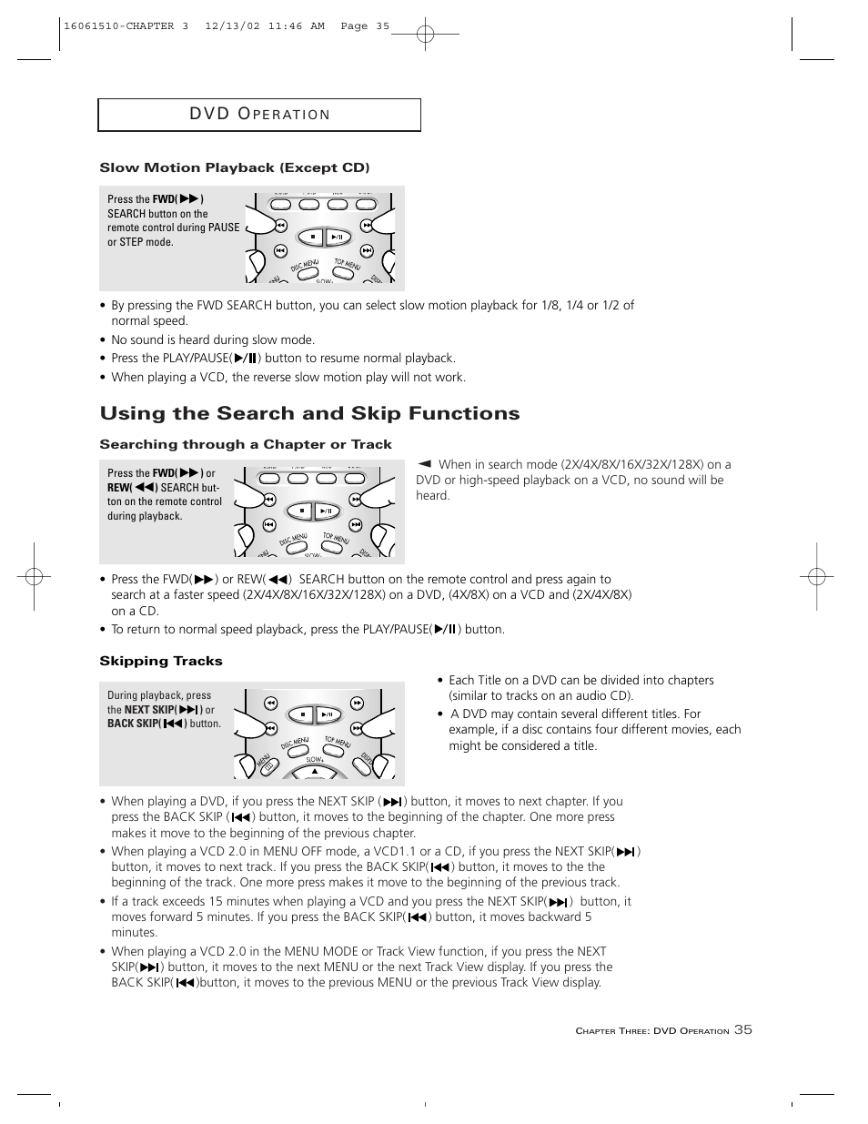 Using the search and skip functions, D v d o | RCA B27TF685 User Manual | Page 37 / 76