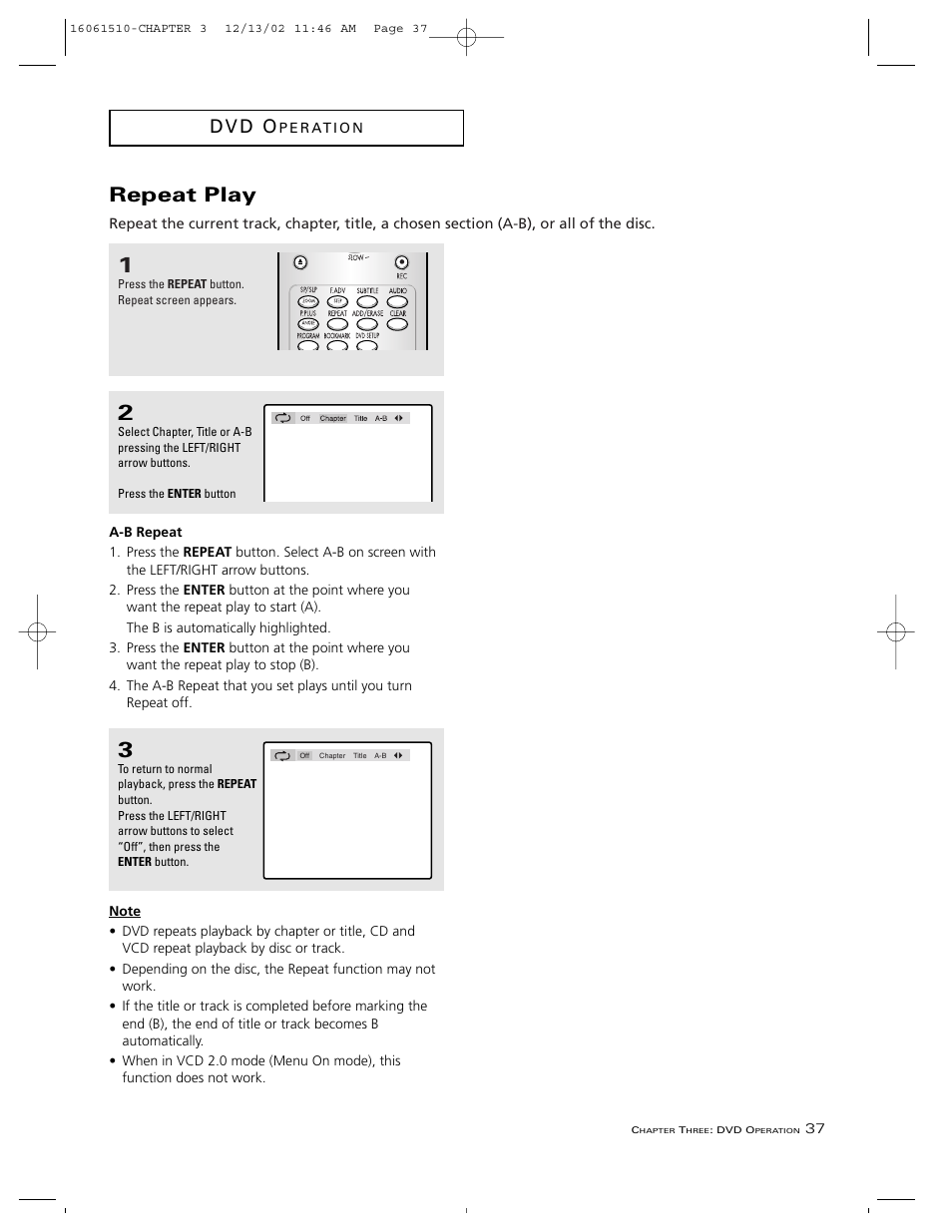 Repeat play, D v d o | RCA B27TF685 User Manual | Page 39 / 76