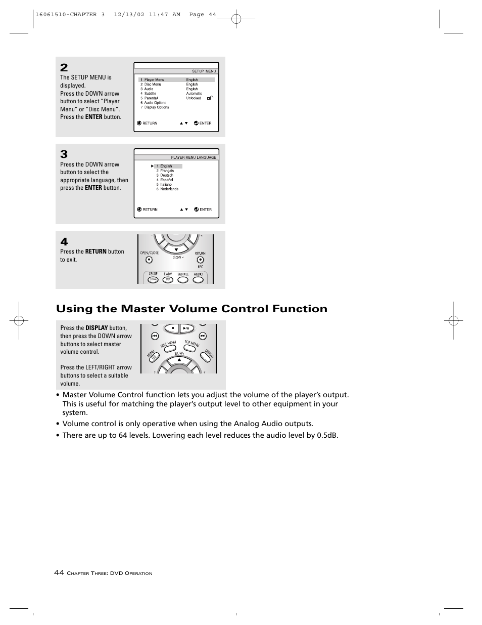 Using the master volume control function | RCA B27TF685 User Manual | Page 46 / 76