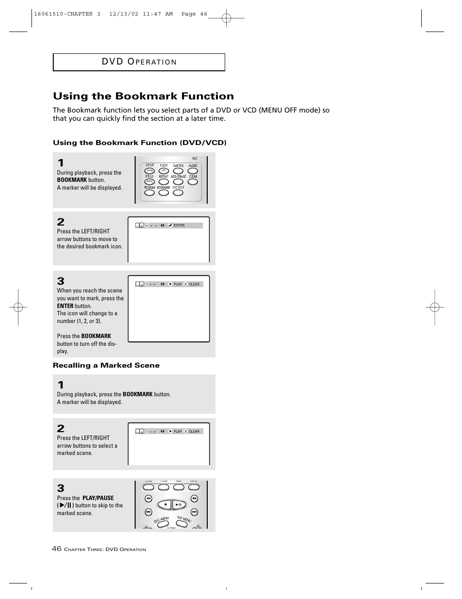 Using the bookmark function, D v d o | RCA B27TF685 User Manual | Page 48 / 76