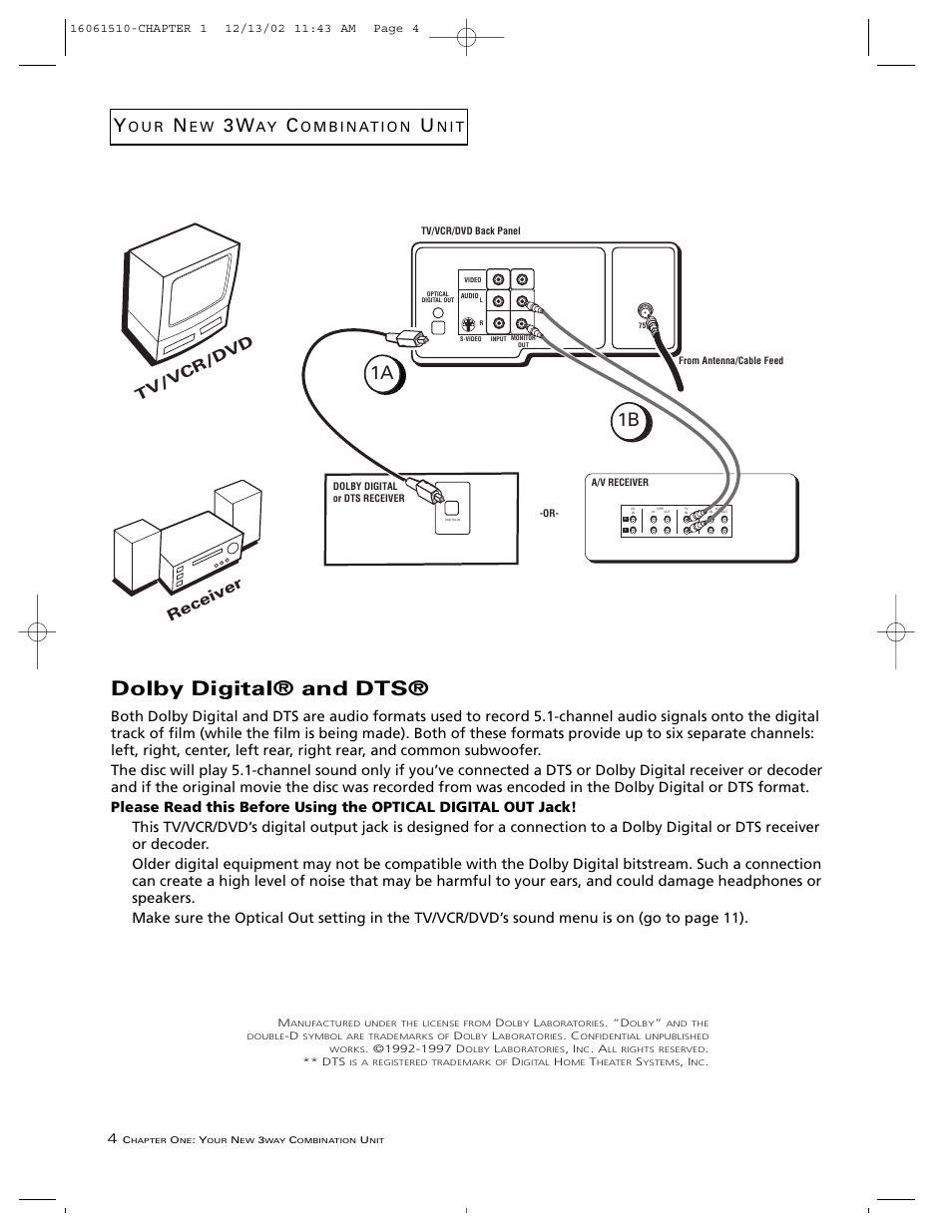 Dolby digital® and dts, 1a 1b, Tv/vcr/dvd receiver | O u r, N i t | RCA B27TF685 User Manual | Page 6 / 76