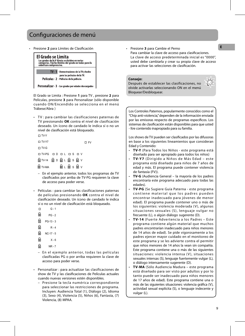 Confi guraciones de menú | RCA 811-DTA891W030 User Manual | Page 23 / 32