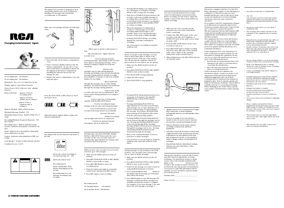 RCA 34000 User Manual | 2 pages