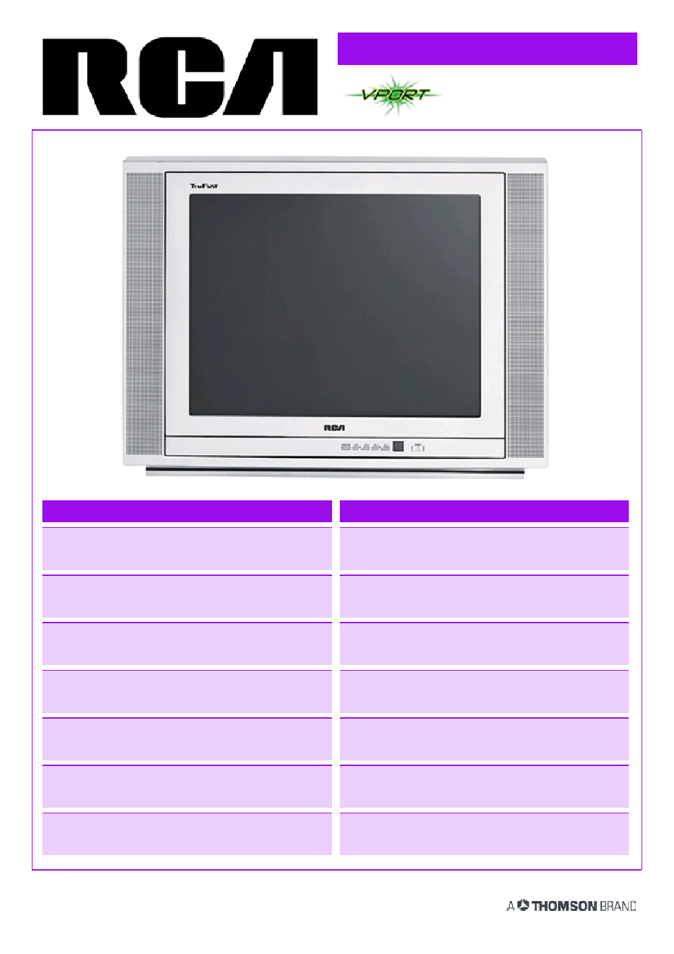 RCA TruFlat F27TF720 User Manual | 2 pages