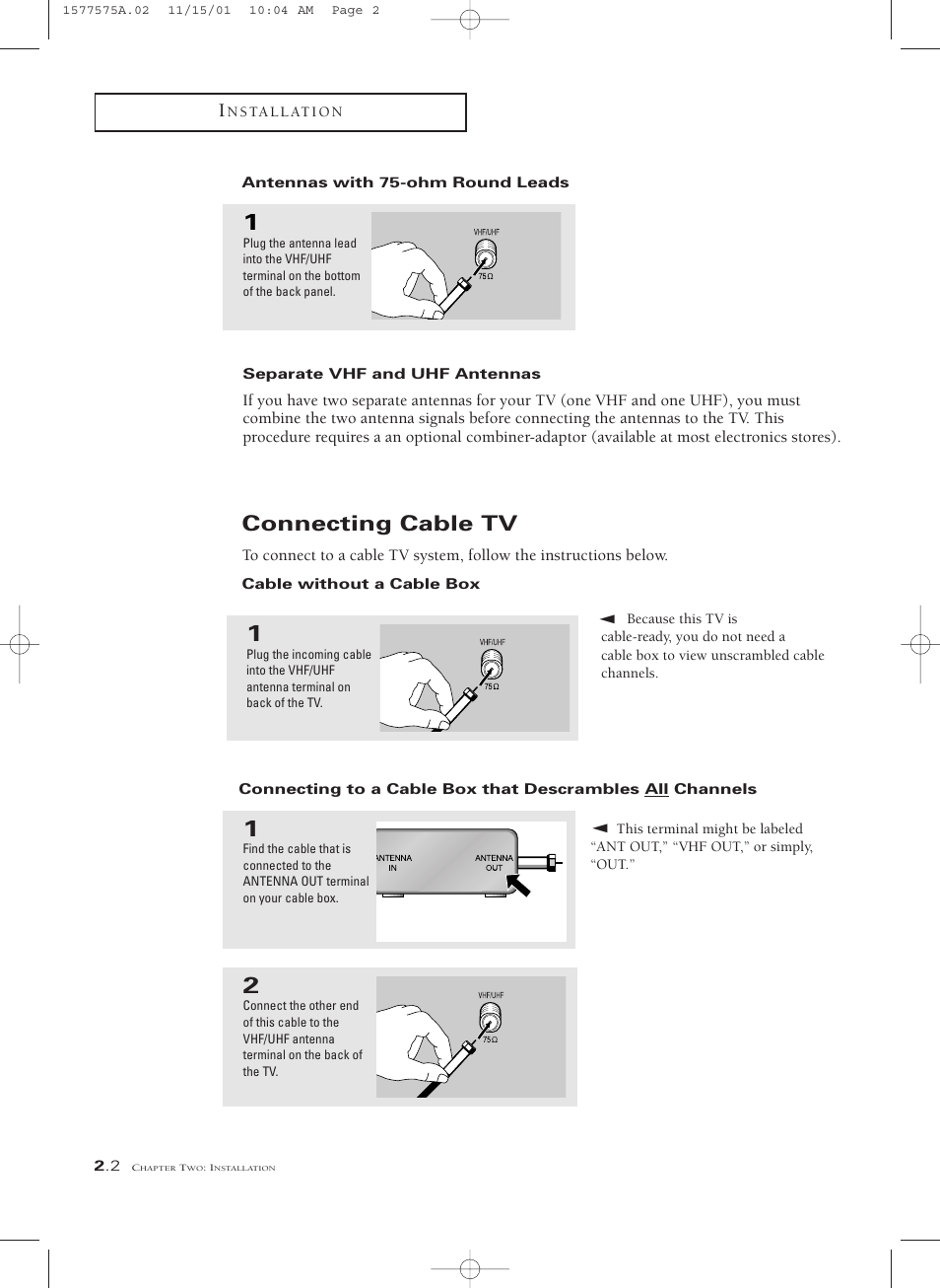 Connecting cable tv | RCA MR29410 User Manual | Page 10 / 27