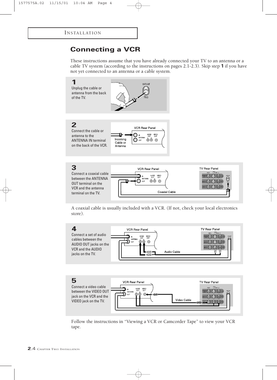 Connecting a vcr | RCA MR29410 User Manual | Page 12 / 27