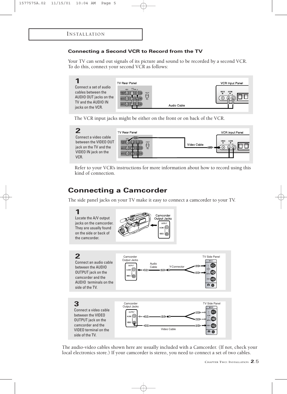 Connecting a camcorder | RCA MR29410 User Manual | Page 13 / 27