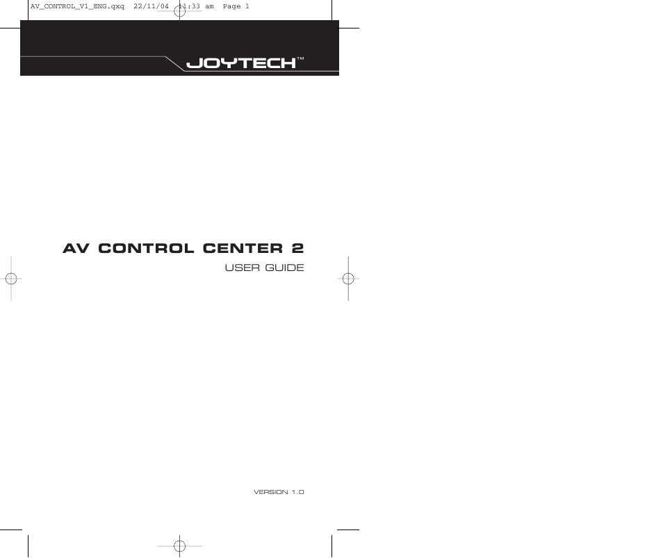 RCA JOYTECHTM AV CONTROL CENTER 2 User Manual | 5 pages
