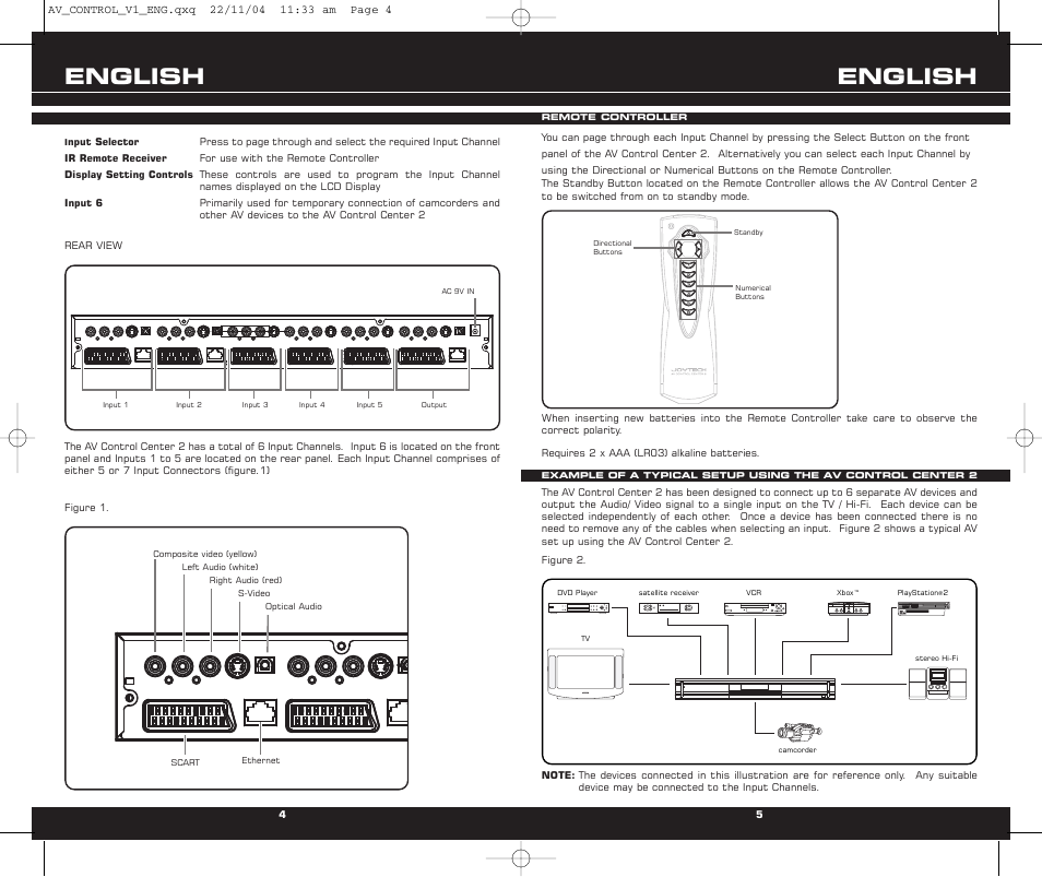 English | RCA JOYTECHTM AV CONTROL CENTER 2 User Manual | Page 3 / 5