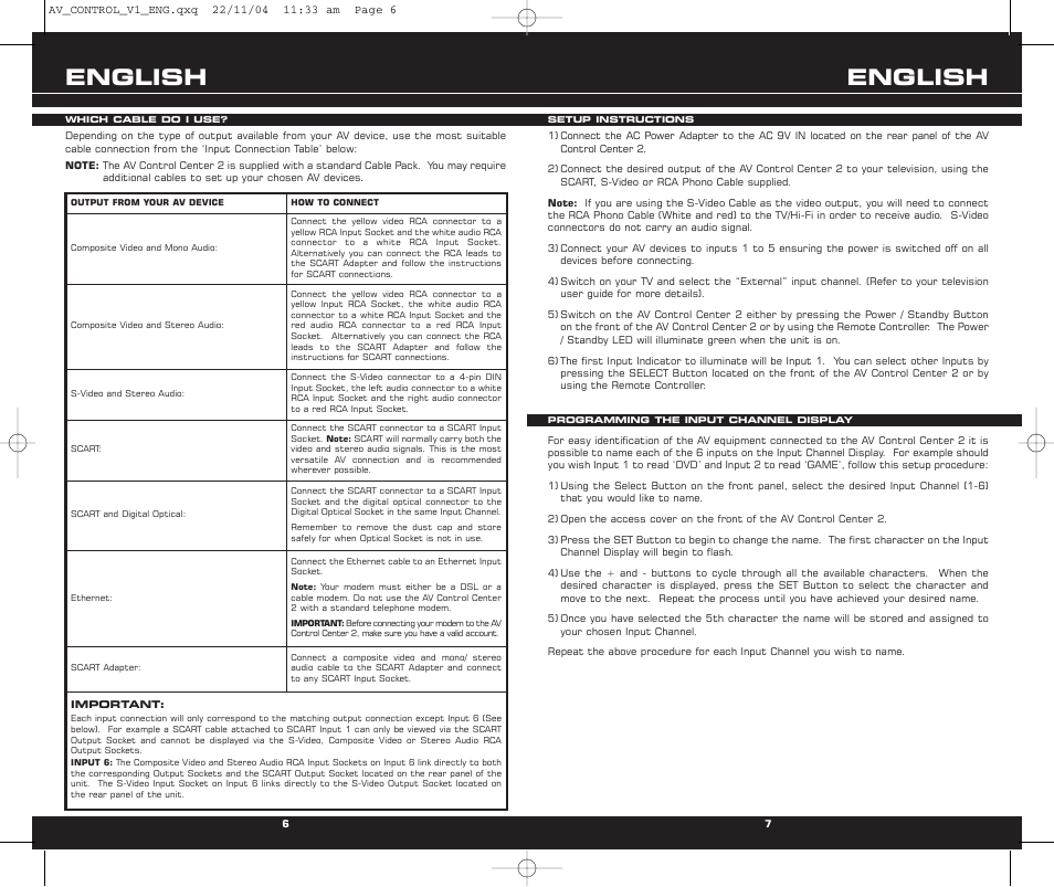 English | RCA JOYTECHTM AV CONTROL CENTER 2 User Manual | Page 4 / 5