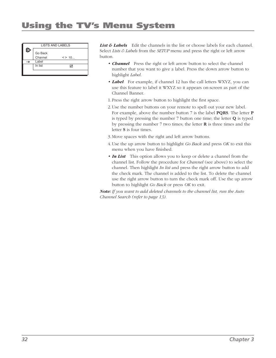 Using the tv’s menu system | RCA 27F534T User Manual | Page 34 / 48