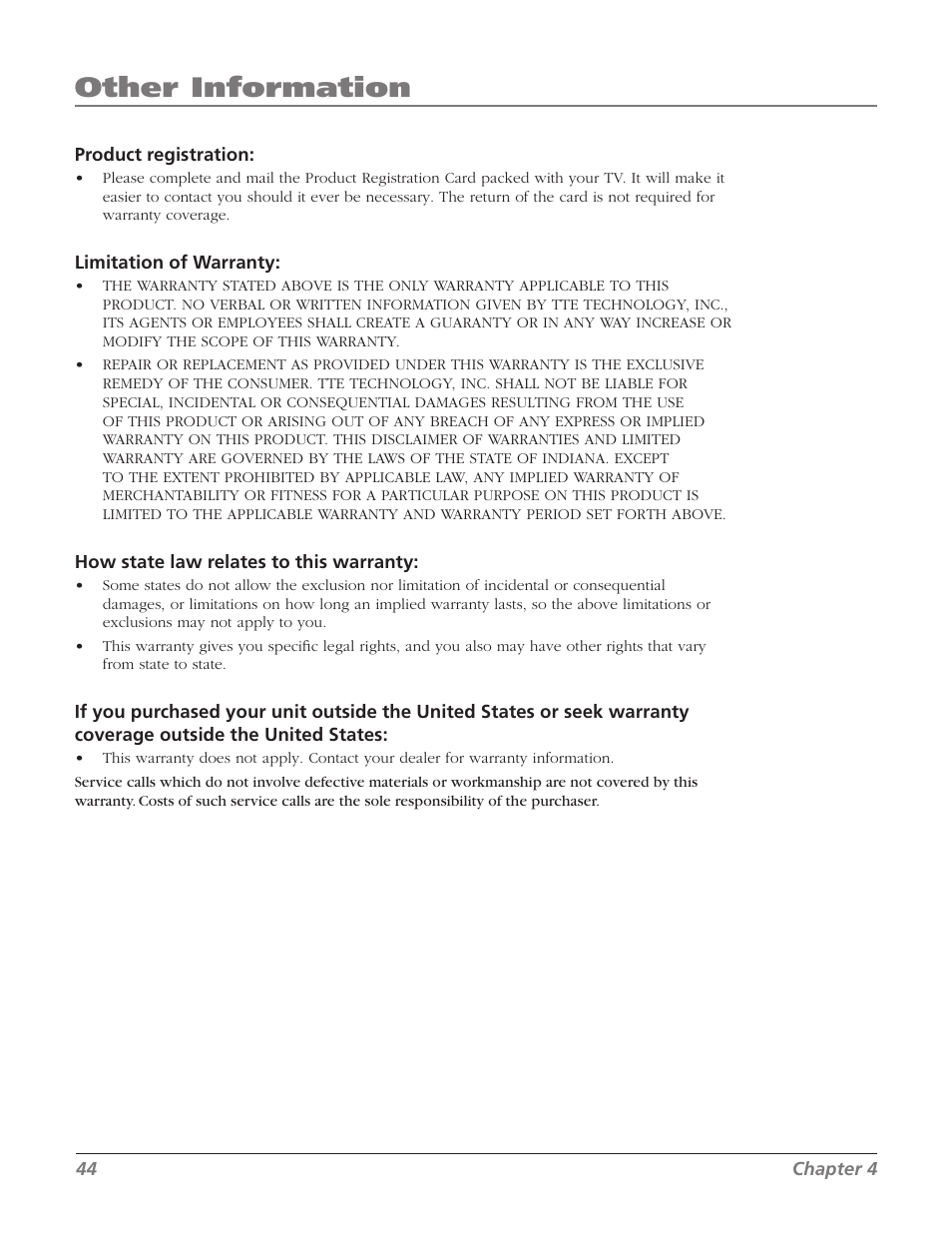 Other information | RCA 27F534T User Manual | Page 46 / 48