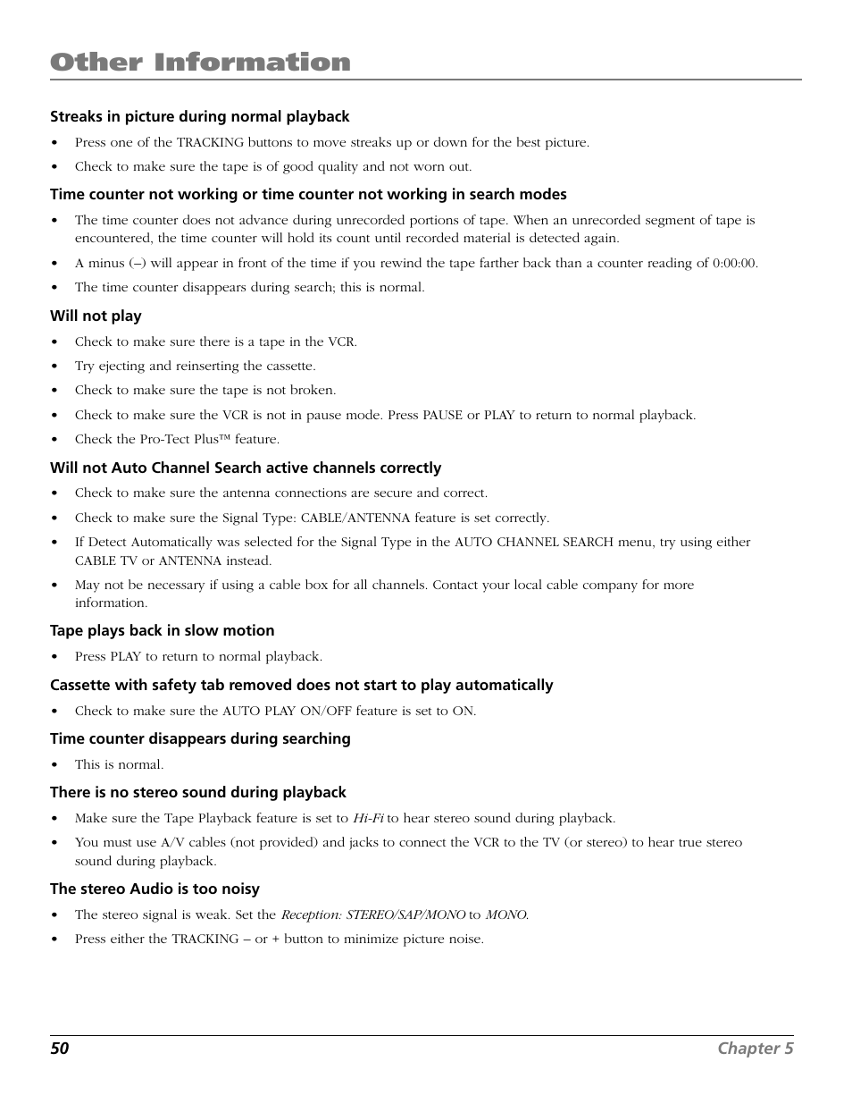 Other information | RCA VR706HF User Manual | Page 52 / 64