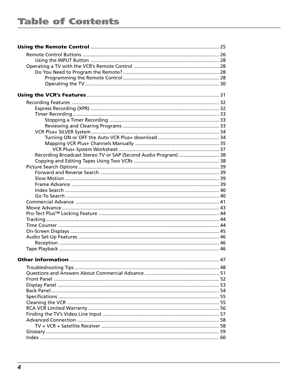 RCA VR706HF User Manual | Page 6 / 64