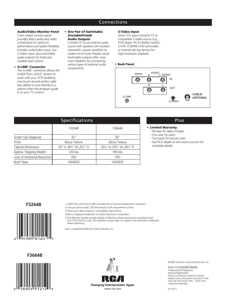 Te levi s io n | RCA F32648 User Manual | Page 4 / 4