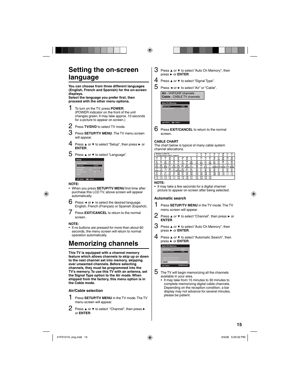 Setting the on-screen language | RCA L32HD32D User Manual | Page 15 / 44